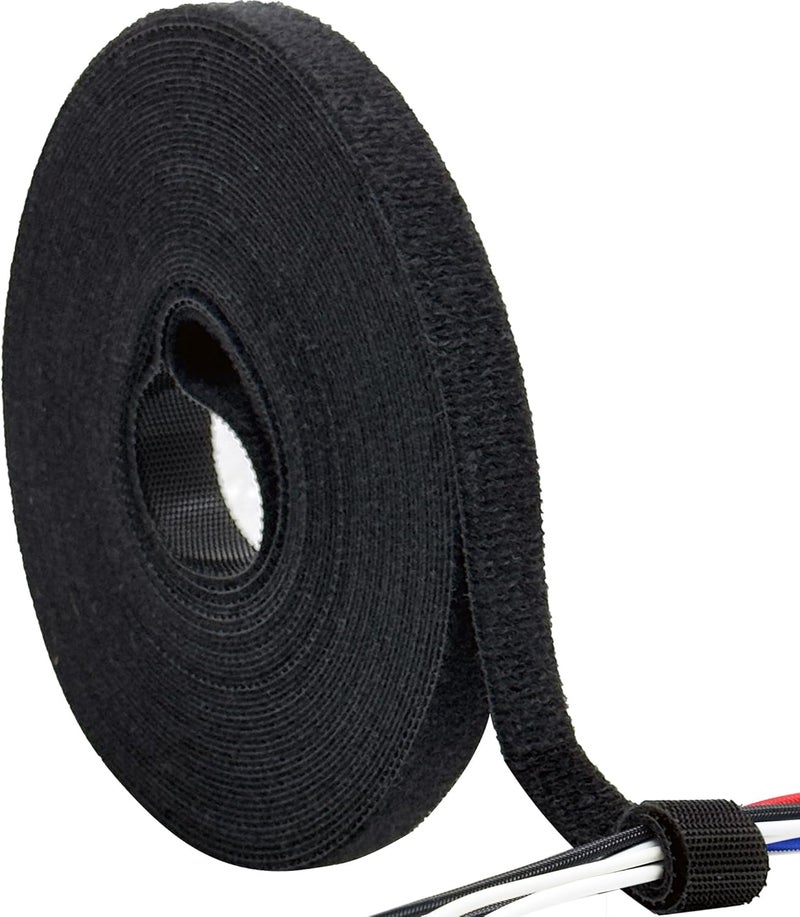 ECOHomes 1/2 Inch x 30 FT Double Sided Hook and Loop Roll Tape - Two Sided, Self Stick, Reusable Cable Ties Wrap for Cable Management, Heavy Duty Extender Straps Long Wire Strips Band Black - Image 1
